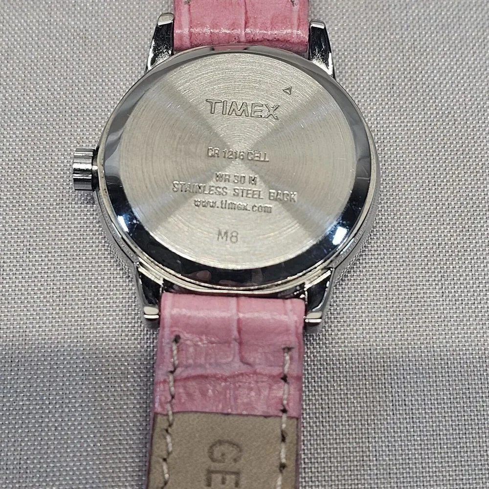 Timex Indiglo women's watch. Classic‎ style face. Pink band Needs Battery